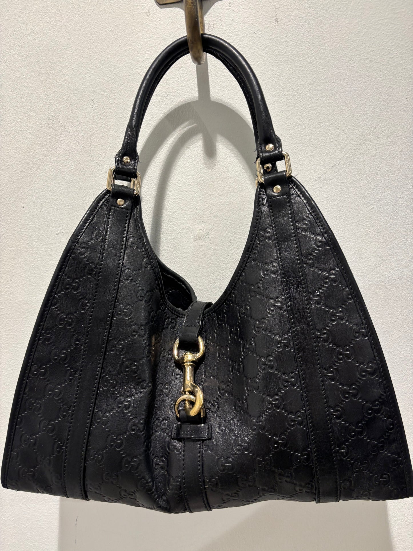 Gucci Guccissima Bag - Black Monogram Leather & Gold Hardware