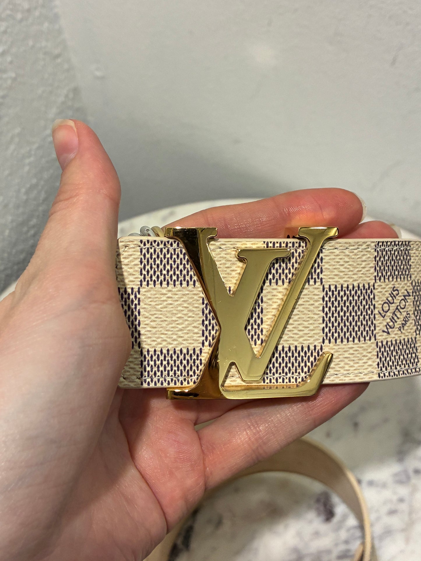 Louis Vuitton Belt - Damien Print with Gold Logo - Size 80