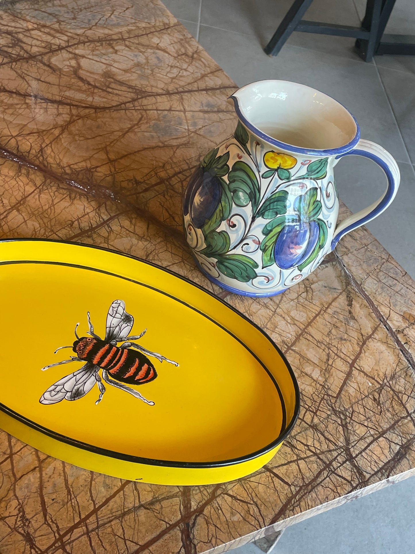 Stor Toscana kande - Blommer - Italiensk porcelæn
