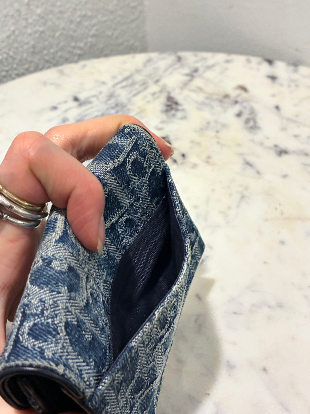 Dior Saddle Card Holder – Blue Denim
