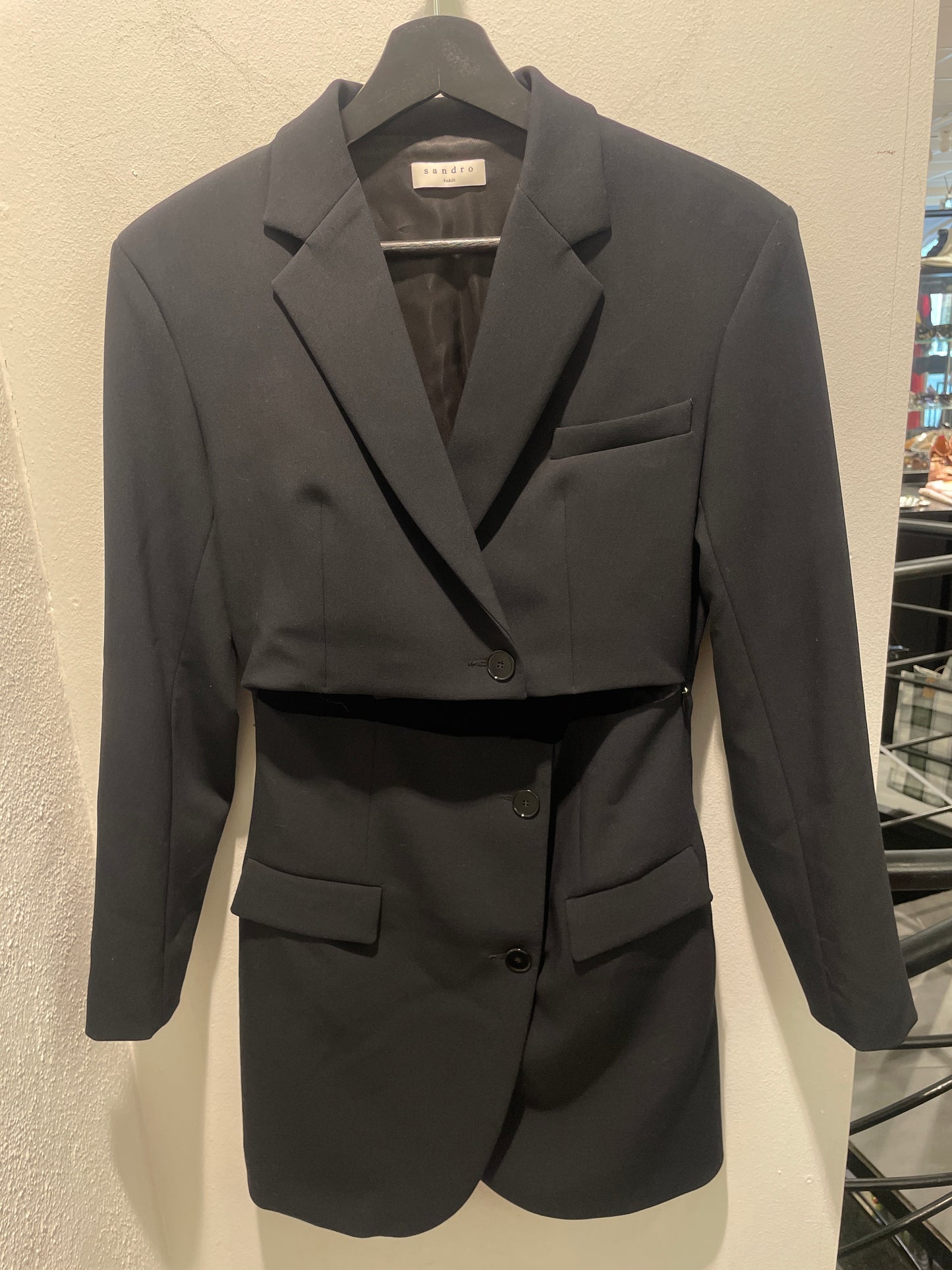 Sandro blazer dress – Black tailored and velvet dress - EU36