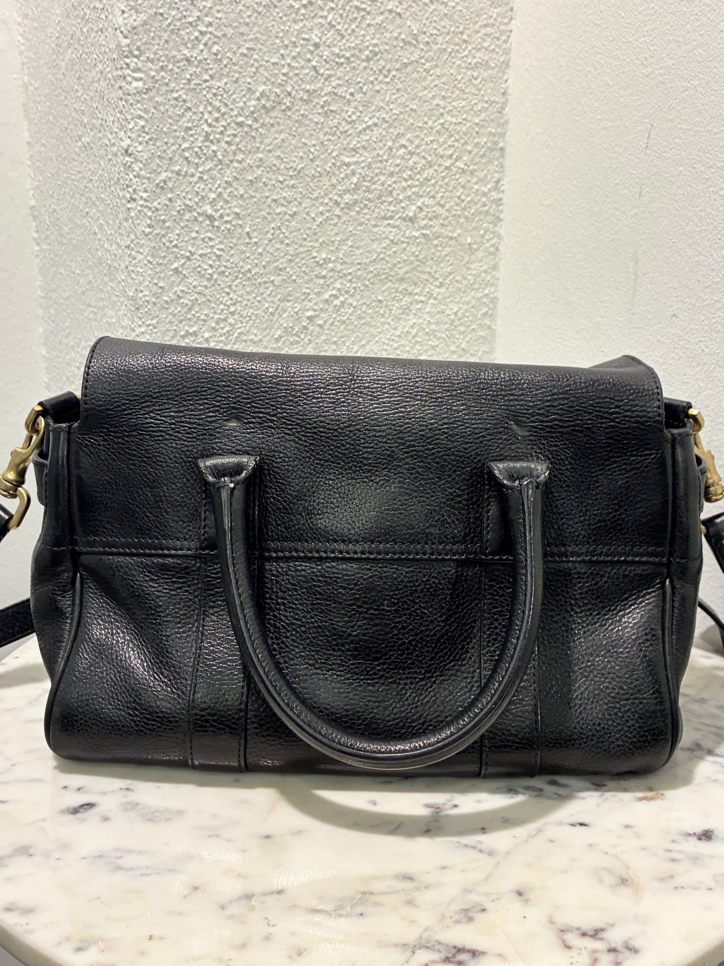 Mulberry Small Bayswater Satchel - Black Calfskin & Gold Hardware