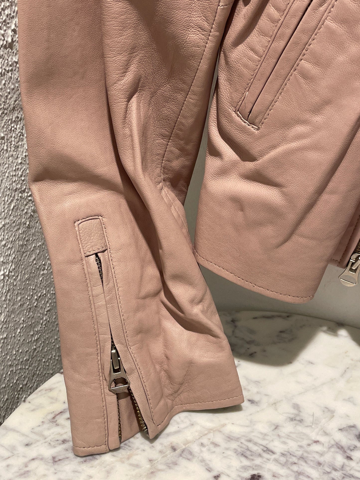 MDK Munderingskompagniet Studded Lambskin Biker Jacket – Dusty Rose - EU42