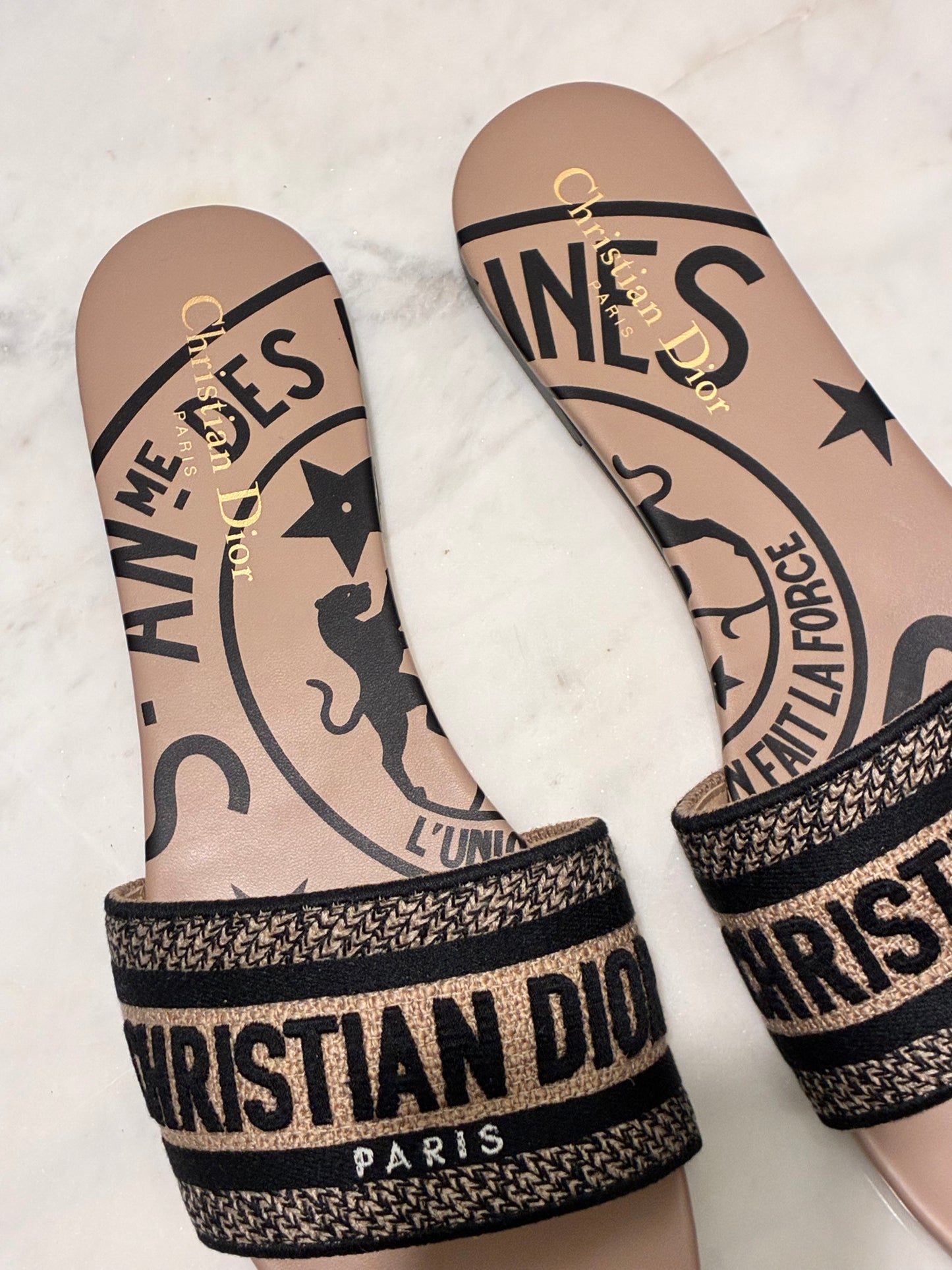Dior Dway Slides – Nude/Black - Size 40