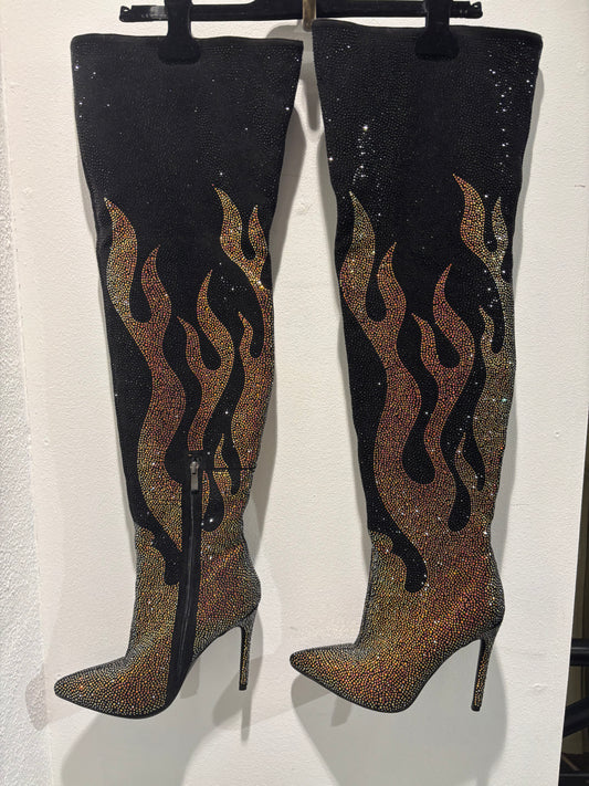 Azaleas Wang - Over the knee - Bling of fire boots - 8,5 - Medinas Wardrobe