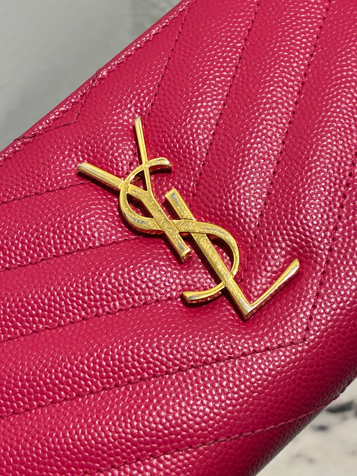 Saint Laurent - Cassandre Matelessé Flap Pouch - Pink Leather & Gold Hardware
