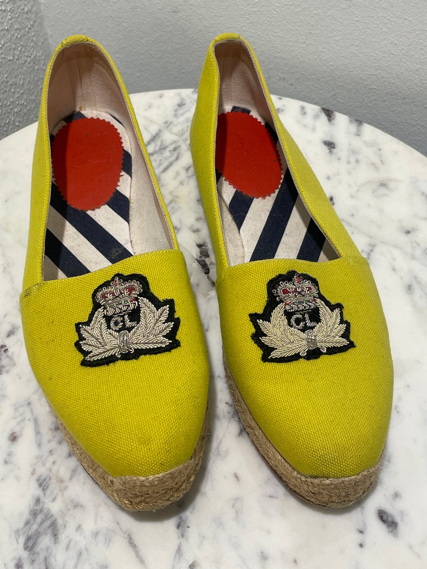 Christian Louboutin - Yellow Nanou Crest Espadrilles  – 39,5