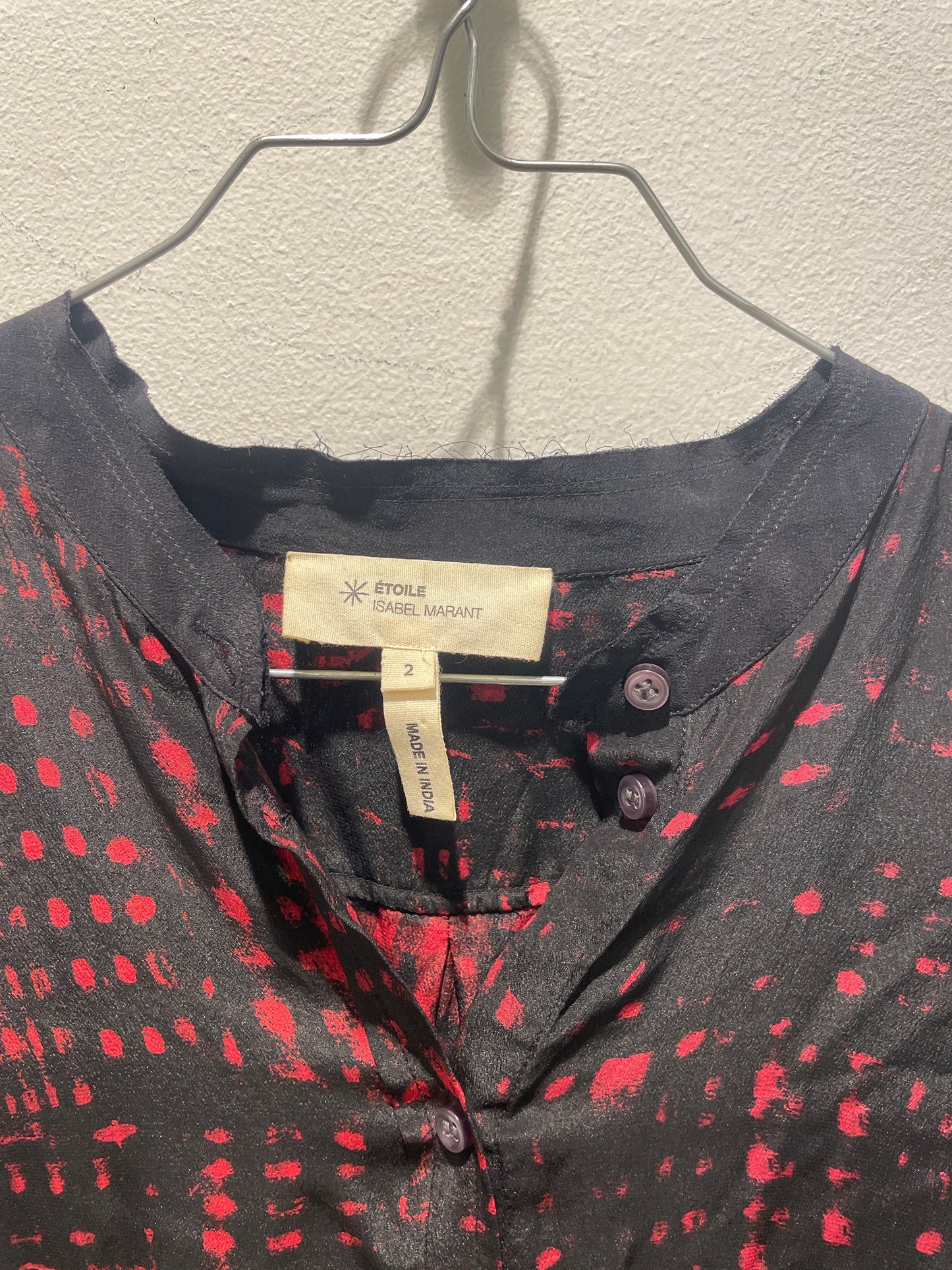 Isabel Marant Étoile Silk Shirt Dress – Black & Red - M