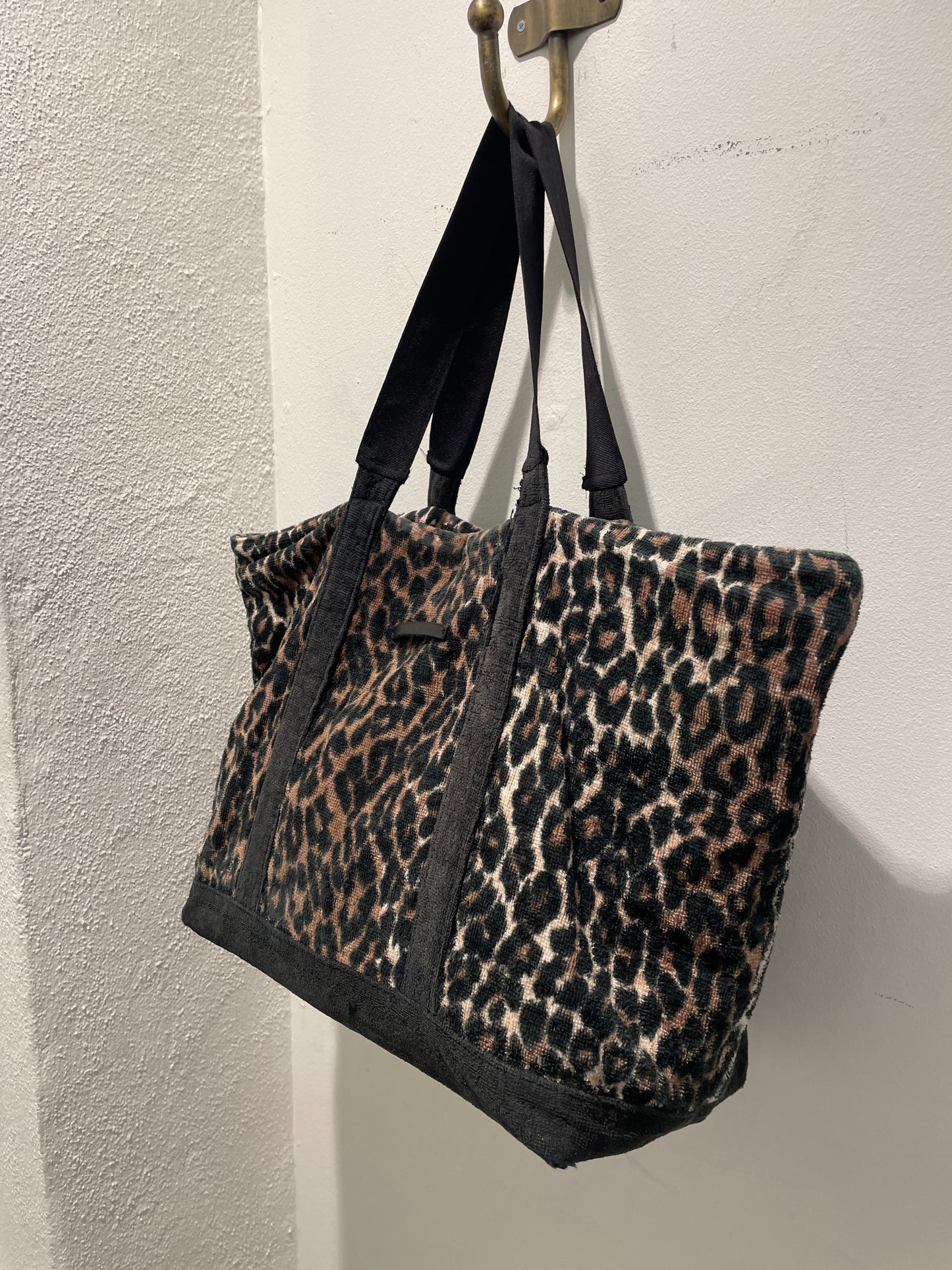 Dolce & Gabbana Beach Line Leopard Print Terry Cloth Beach Bag