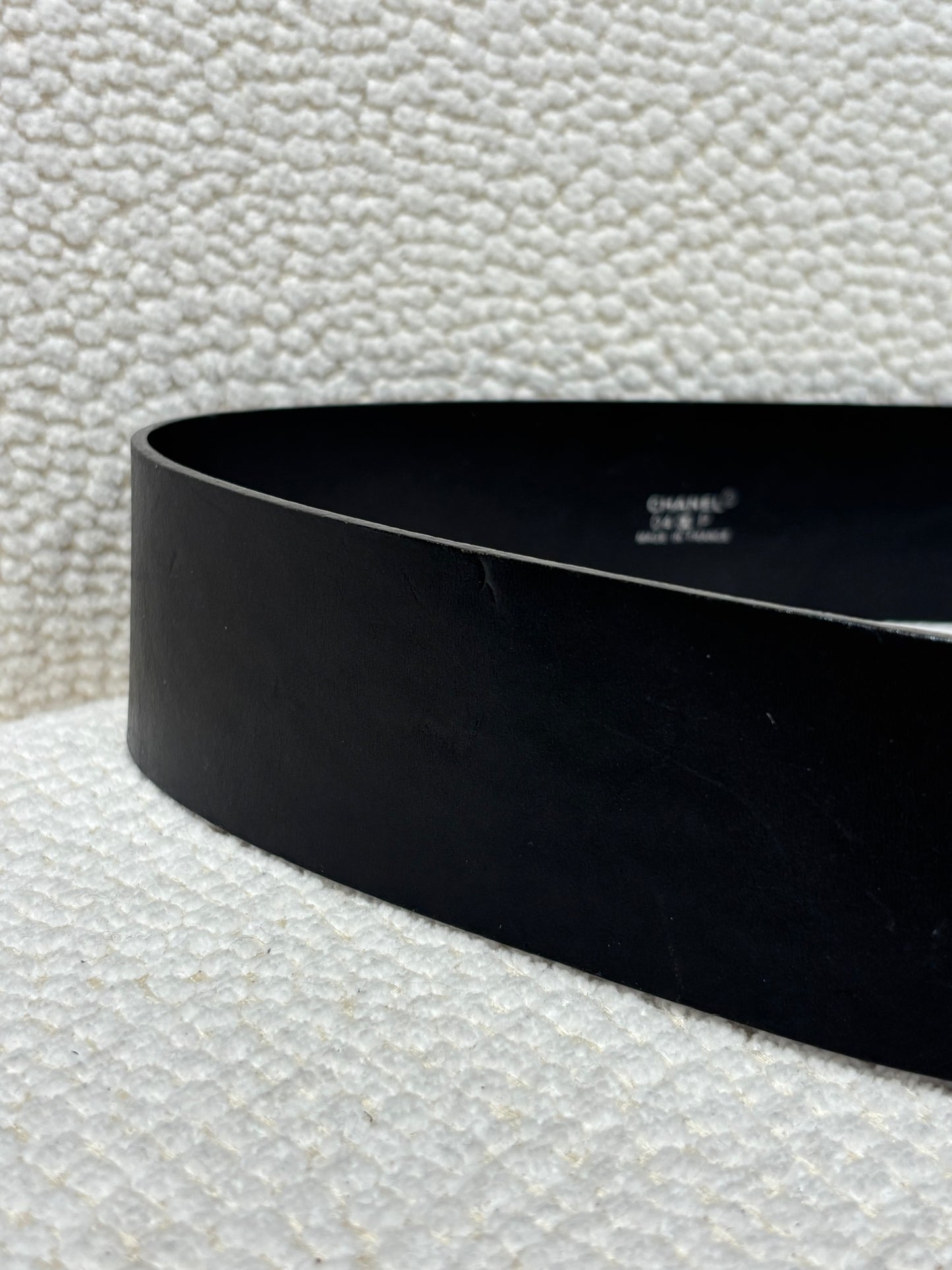 Chanel Belt – Wide Leather & Black Coated Sport Logo Metal Buckle