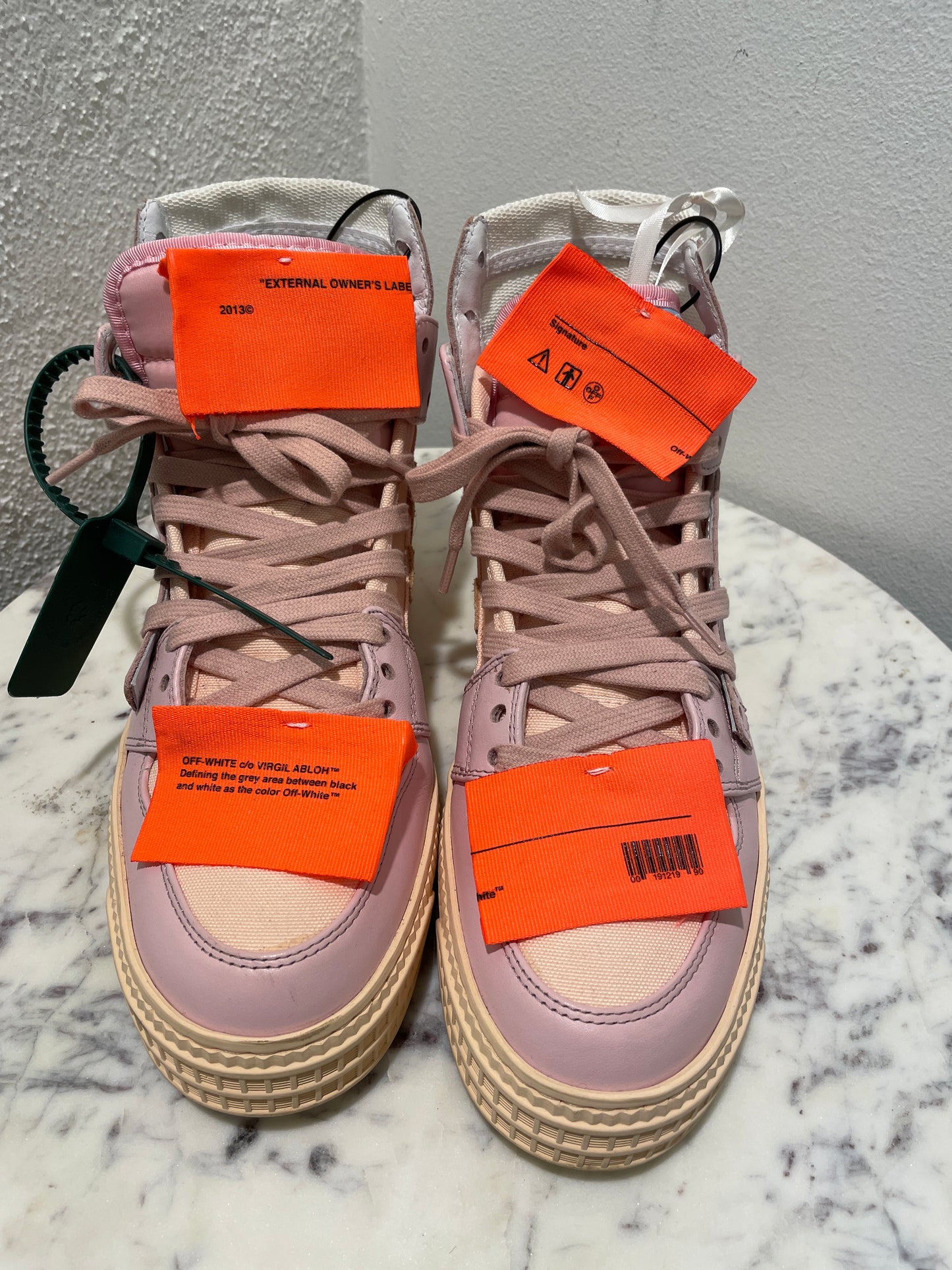 Off-White Off-Court 3.0 Pink Beige High-Top Sneakers with Tags - 38