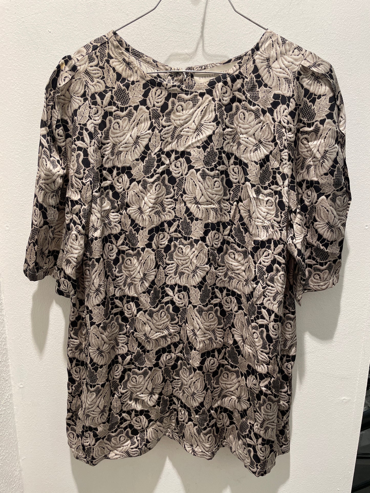 Stella McCartney Floral Lace Overlay Silk Top - L