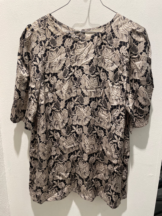 Stella McCartney Floral Lace Overlay Silk Top - L