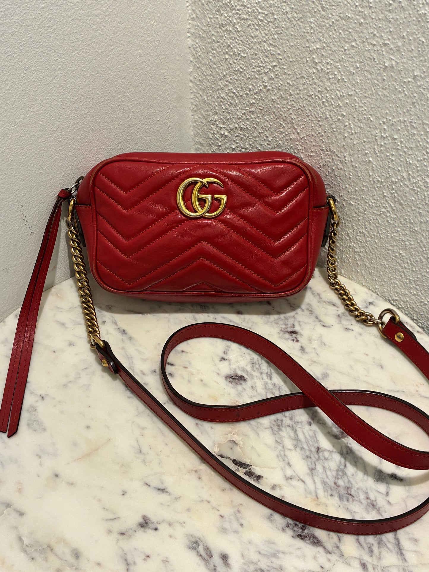 Gucci Mini Marmont Bag - Red Leather & Gold Hardware