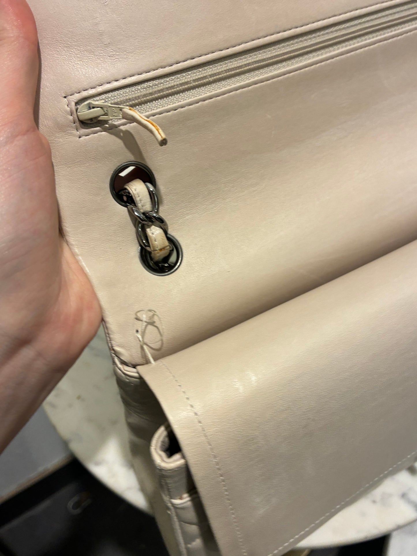 Chanel Classic Double Flap – Jumbo - Beige Lambskin & Dark Silver Hardware