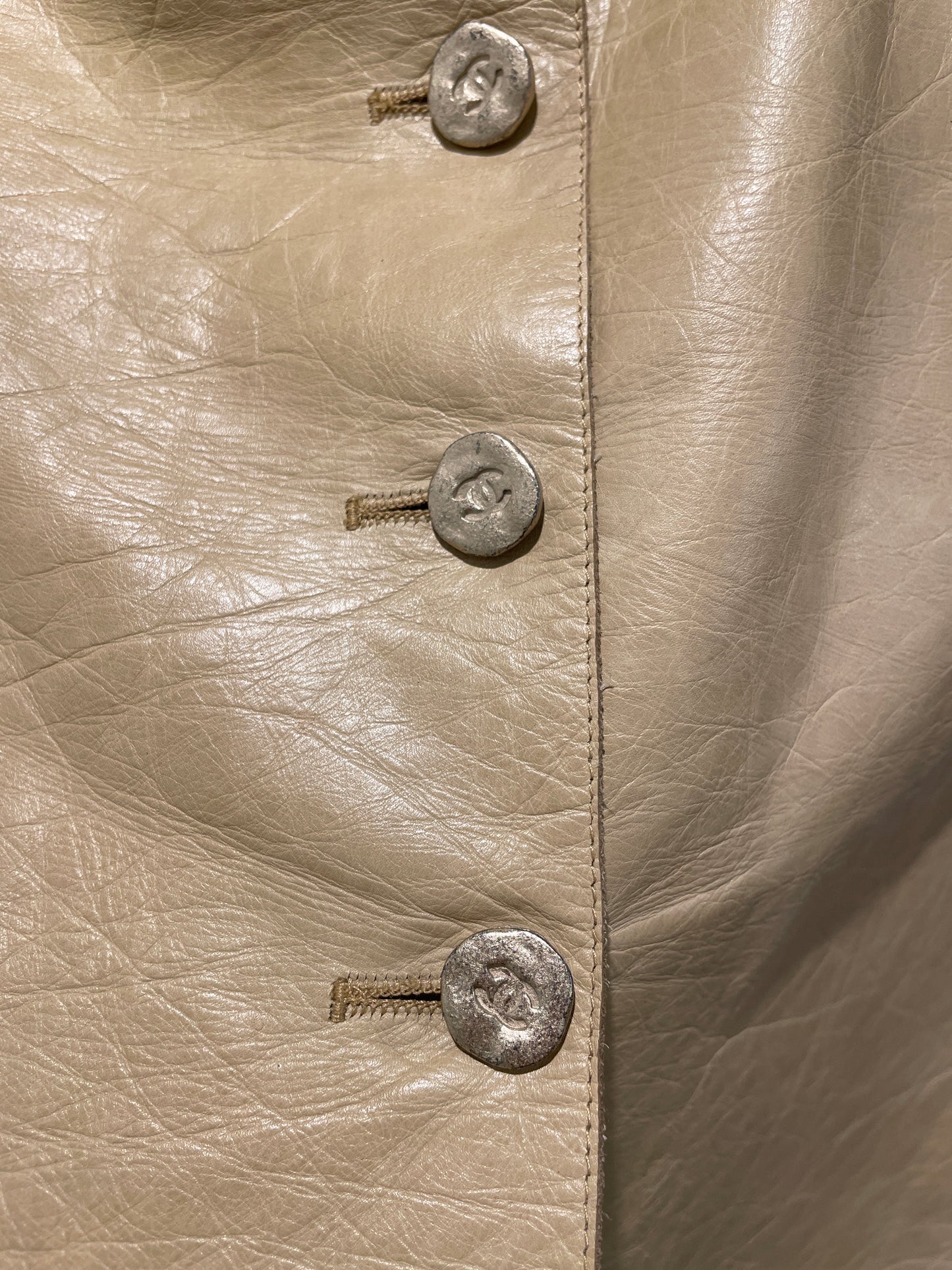 Chanel Skirt – Calfskin Leather in Beige - S