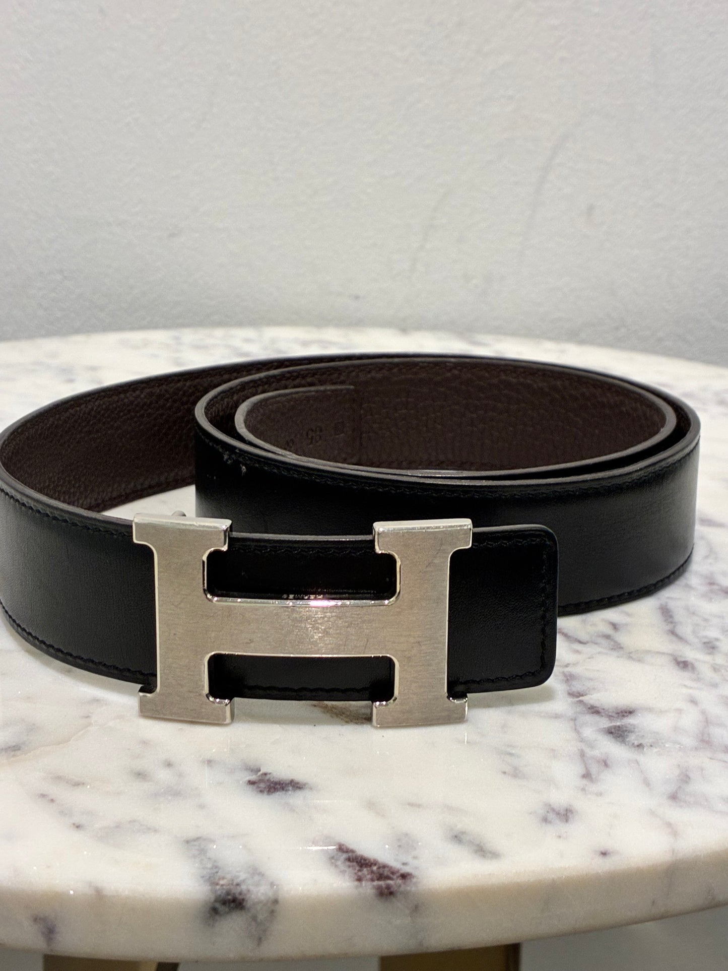 Hermès Reversible H-Belt – Size 85 - Medina’s Wardrobe