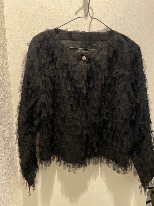 Kathleen Madden – Exclusive Tulle Jacket with Rhinestone Button - M/L