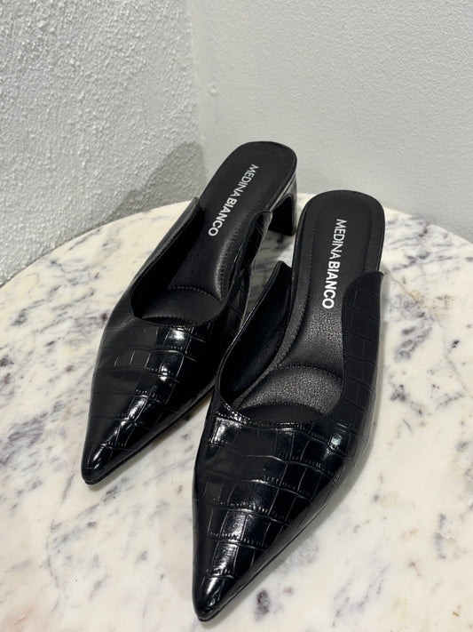 Medina x Bianco - Mules - croco patent leather - black - 40 - Medinas Wardrobe