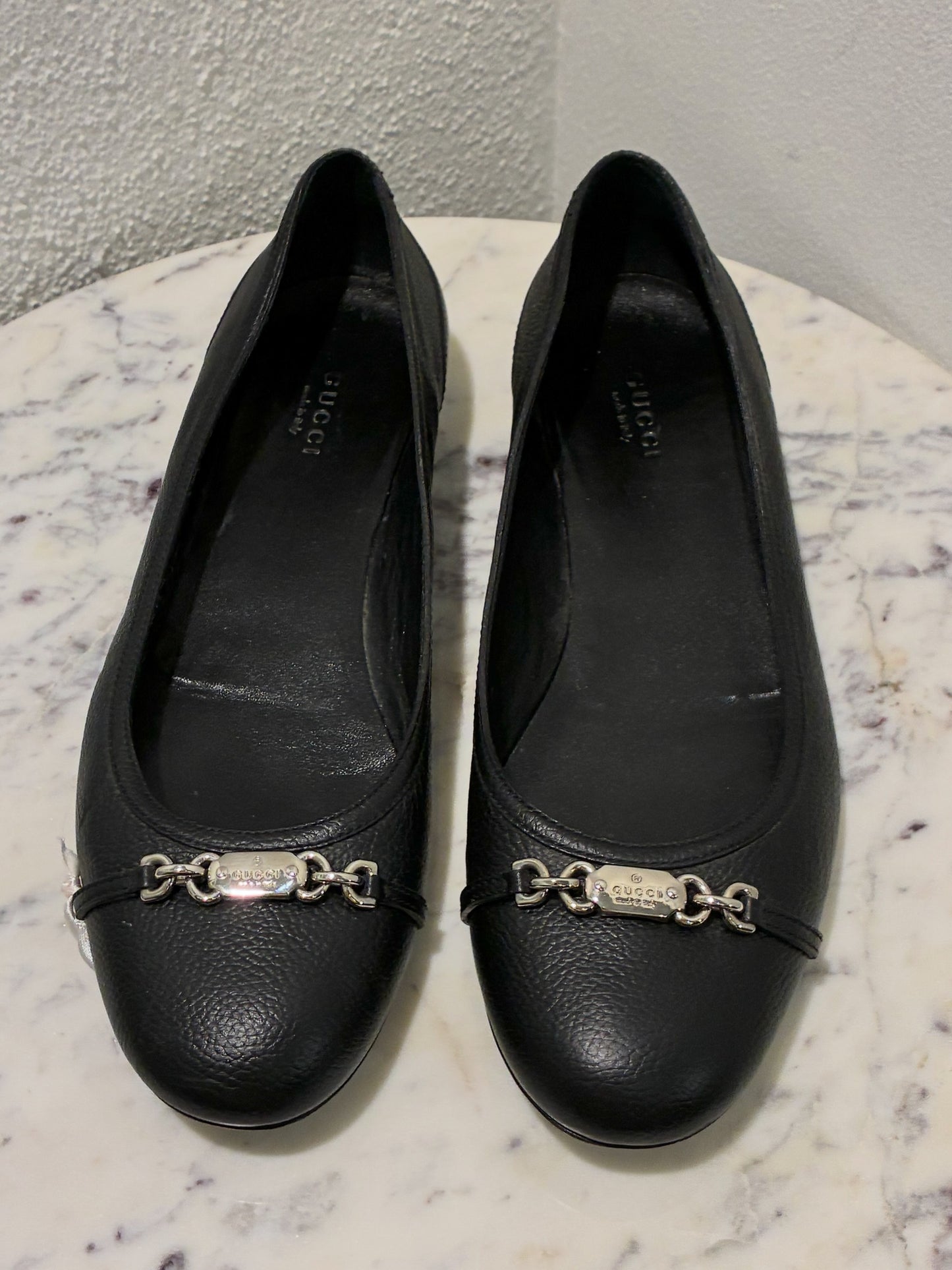 Gucci Ballerina - Black Leather with Silver Bit - EU 38.5