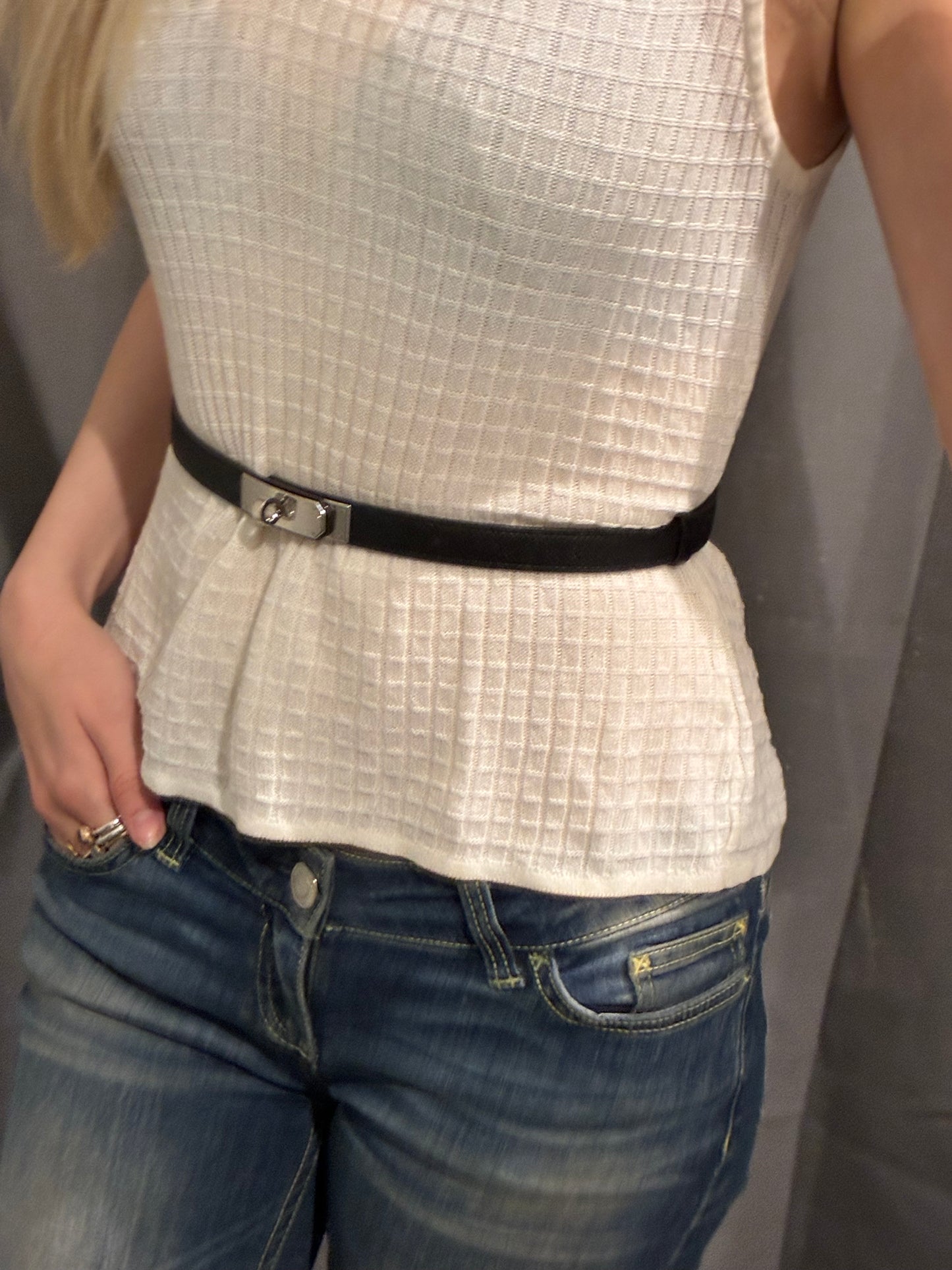 Hermès Kelly 18 Belt – Black Epsom Leather & Palladium Hardware - Medina’s Wardrobe