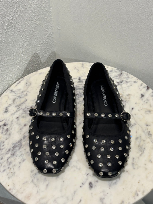 Medina x Bianco - Black ballerinas w stones - 39 - Medinas Wardrobe