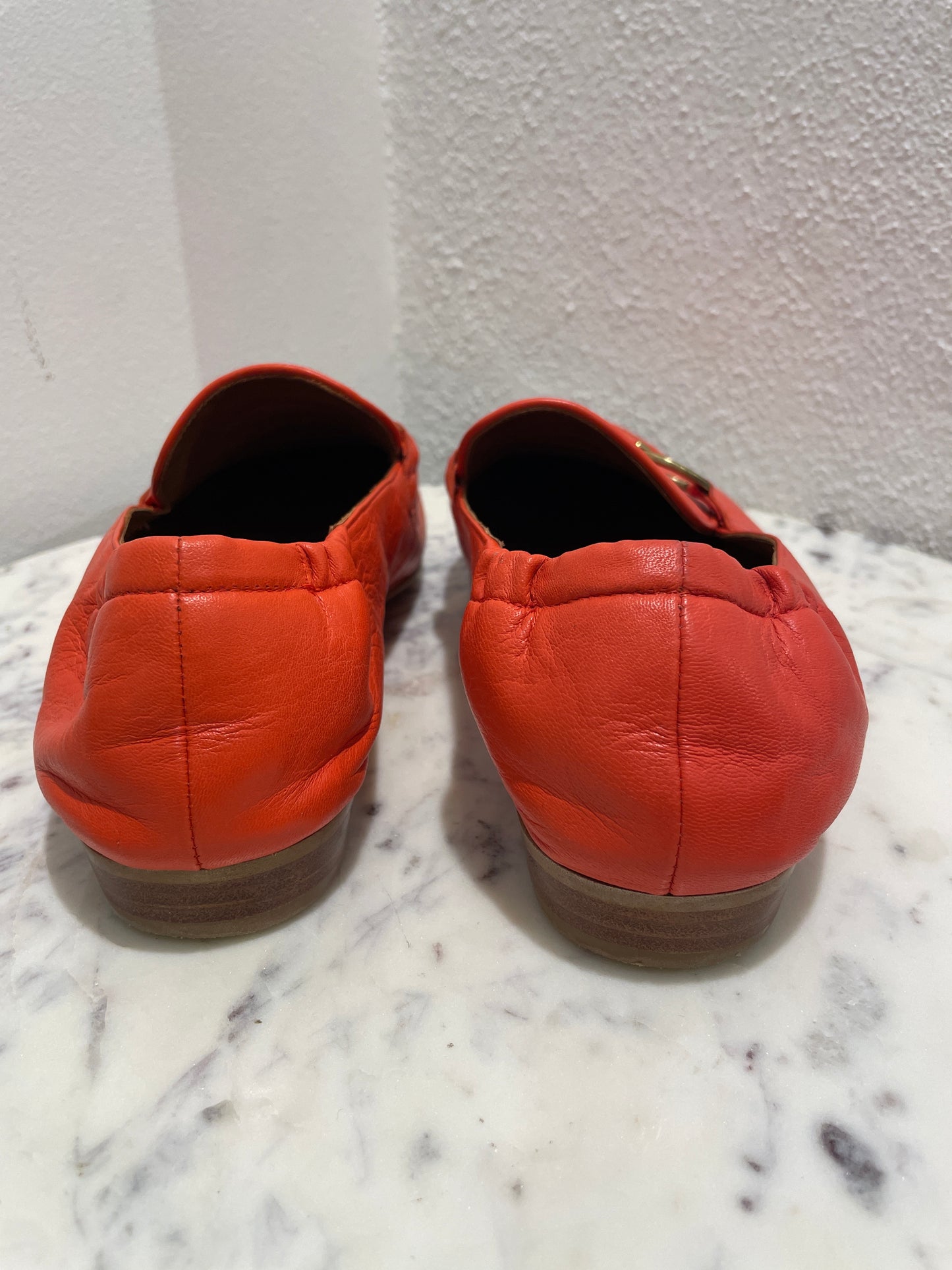 Billi Bi Soft Leather Horsebit Loafers – Coral Red - 40