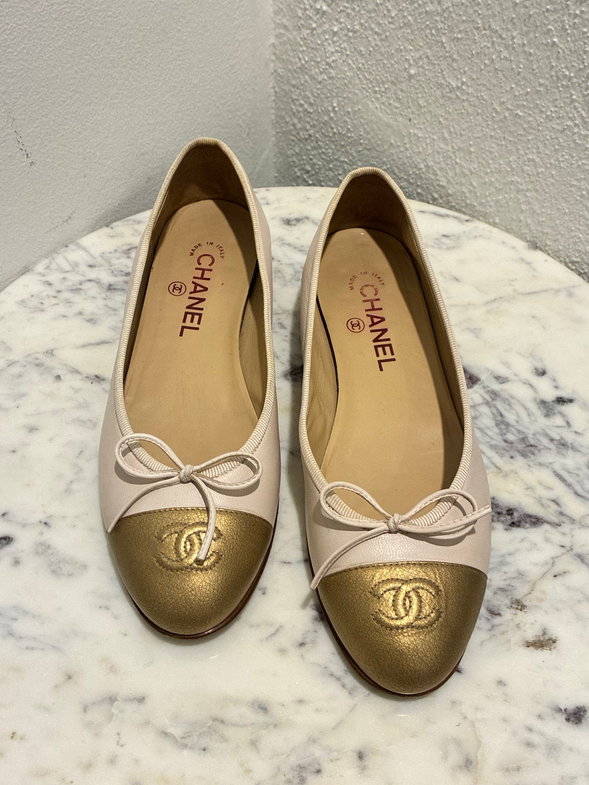 Chanel Ballerinas - Special Pair - Rose/Nude & Gold Toe - Size 38,5C