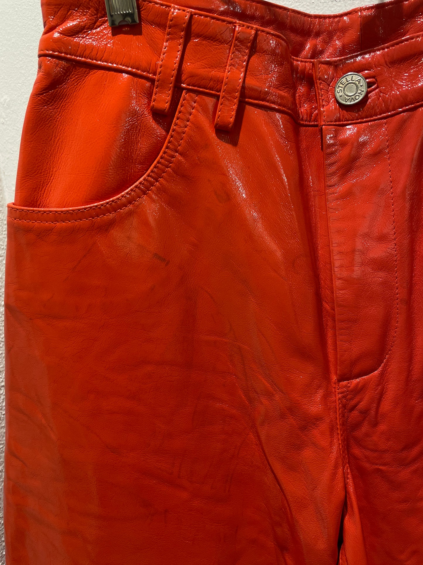 Stella Nova - Leather Pants - Coral Red - Medinas Wardrobe - EU36