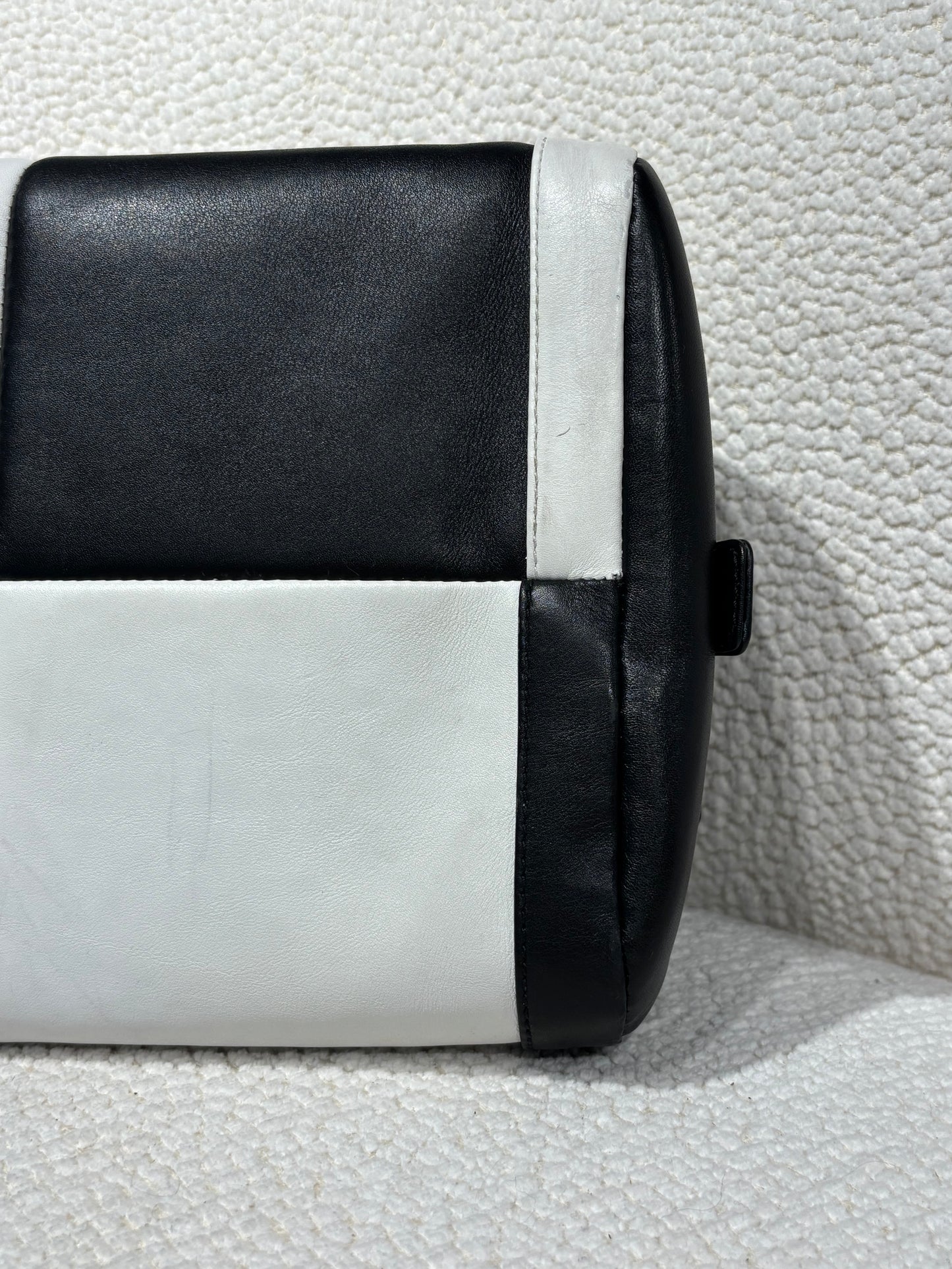 Chanel Bowling Bag –  Bicolor CC Black & White Lambskin with Silver Chain