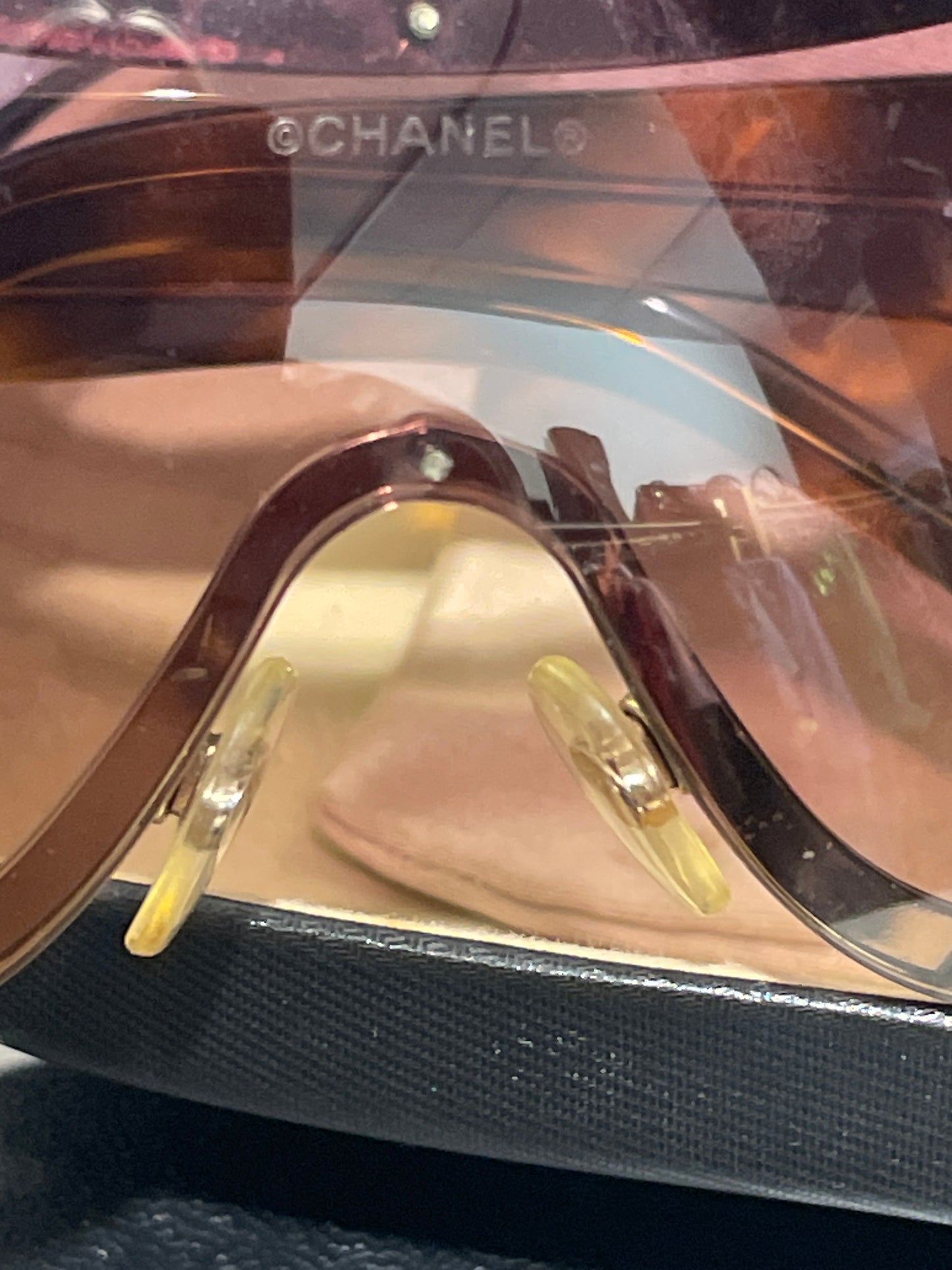 Chanel Vintage Quilted Shield Sunglasses – One Size / Tortoise & Gold