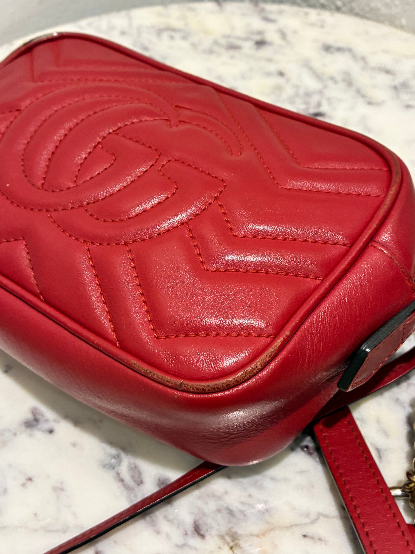Gucci Mini Marmont Bag - Red Leather & Gold Hardware