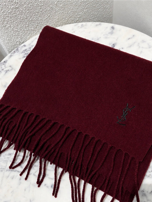 YSL Scarf - Cashmere - Burgundy & Black