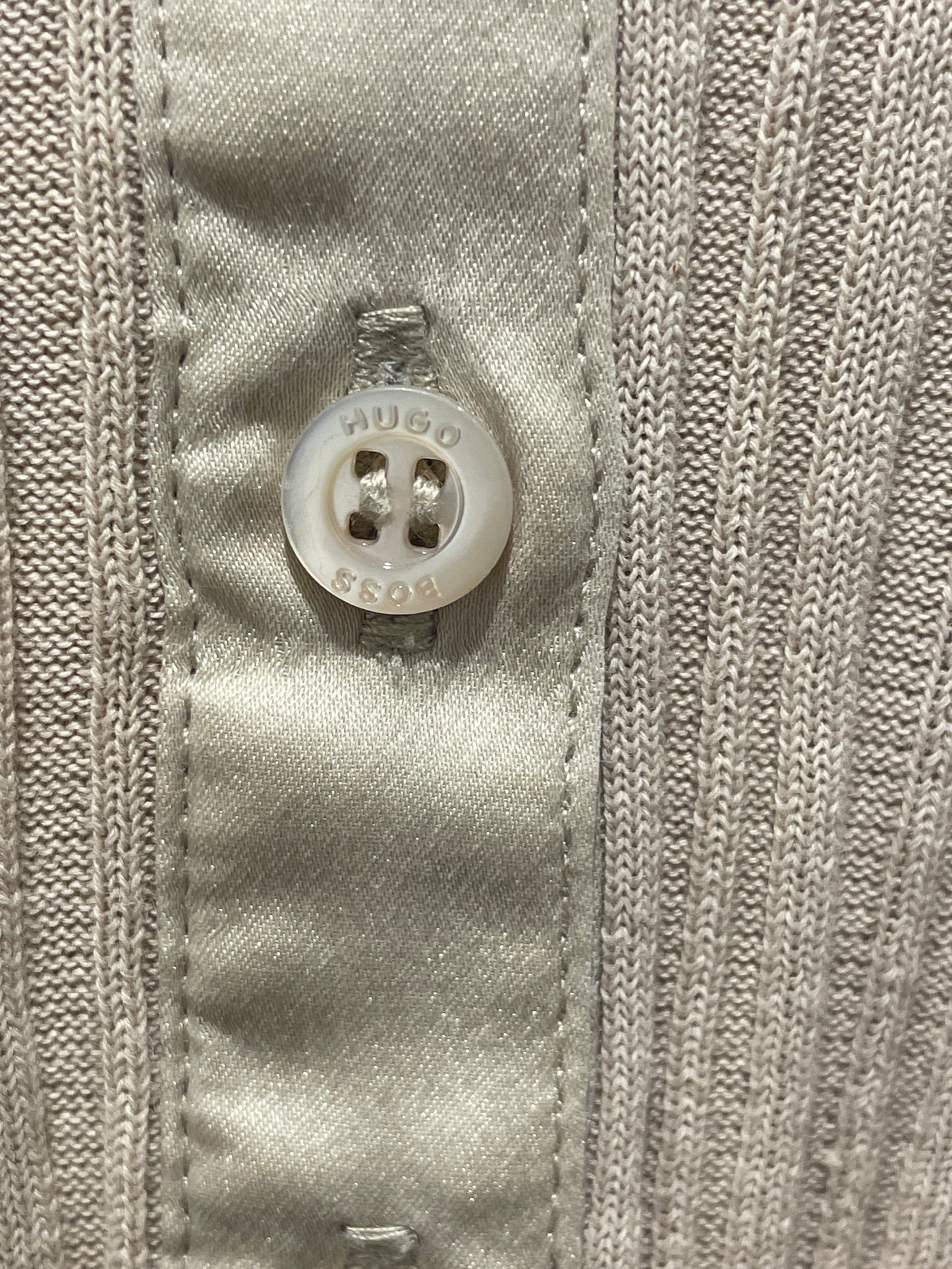 BOSS - Ribbed Knit Polo Shirt – Beige - S