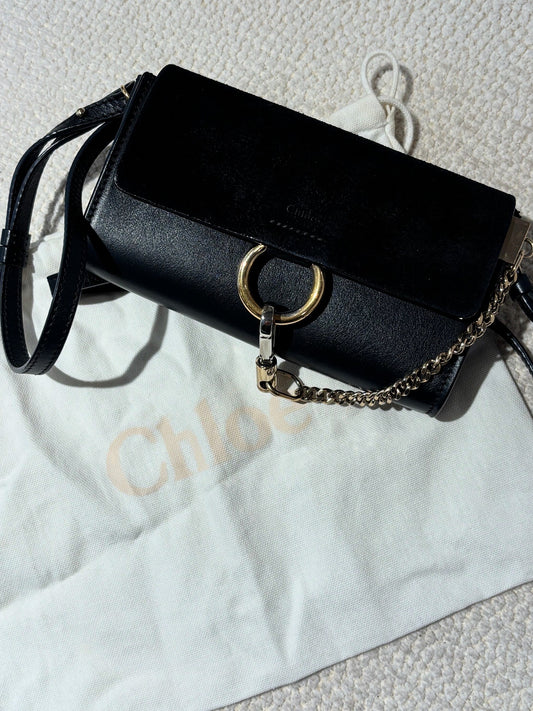 Chloé Mini Faye Bag - Black Leather & Suede