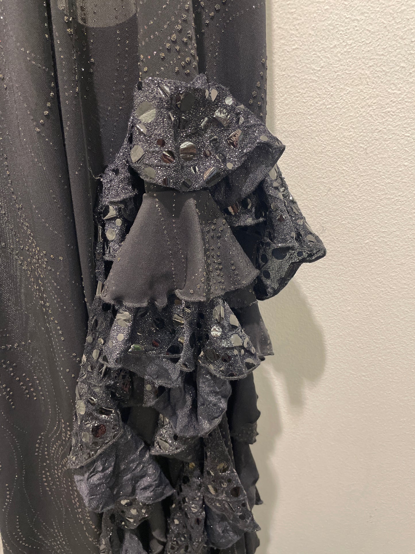 Liberta dress – Black sheer maxi dress with ruffles - S/M
