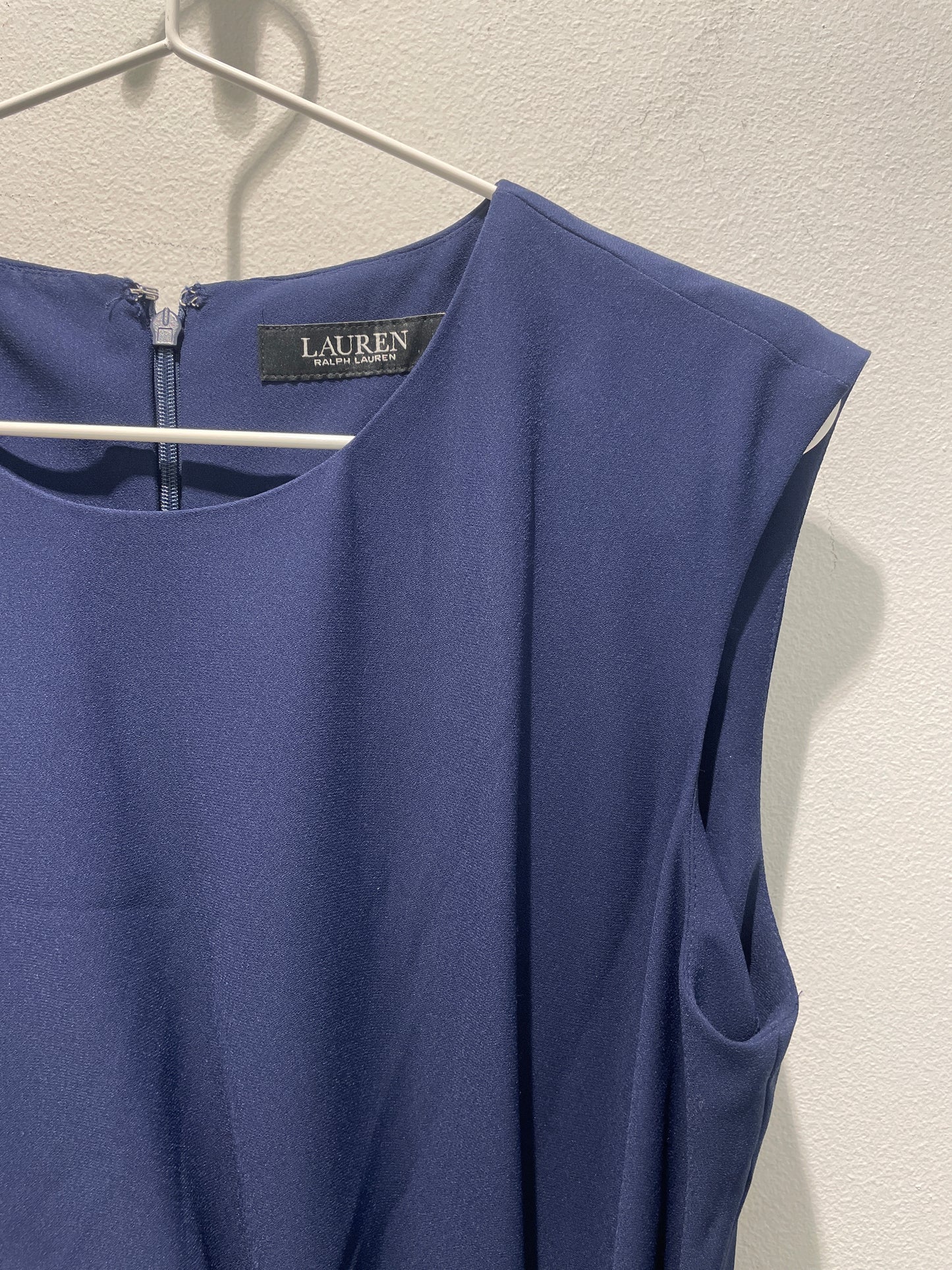Lauren Ralph Lauren Navy Crepe Dress with Silver Toggle Waist  - EU36