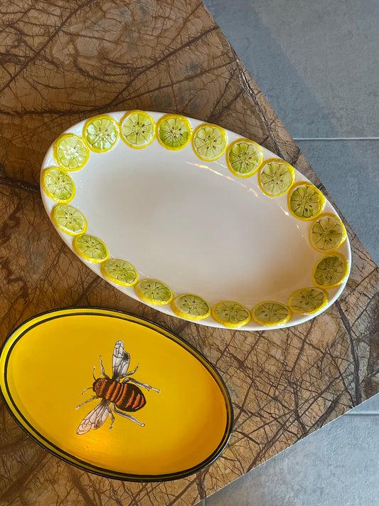 Stort fad m. citronskiver - Italiensk porcelæn