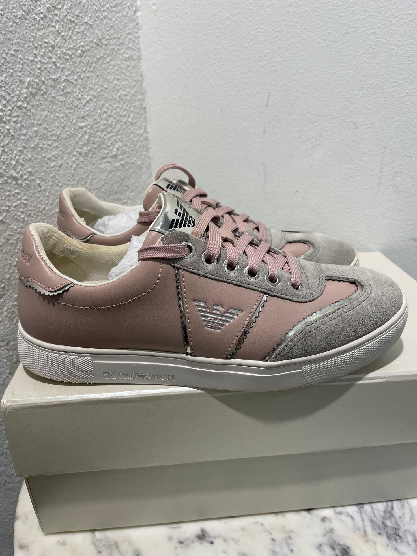 Emporio Armani Sneakers – Size EU 37 / Pink & Silver