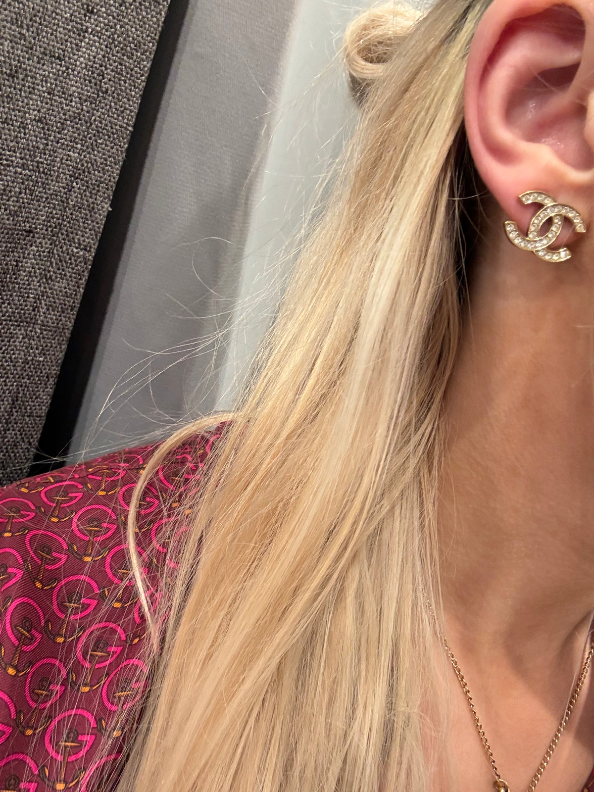 Chanel CC Earrings – Gold-Tone with Crystals
