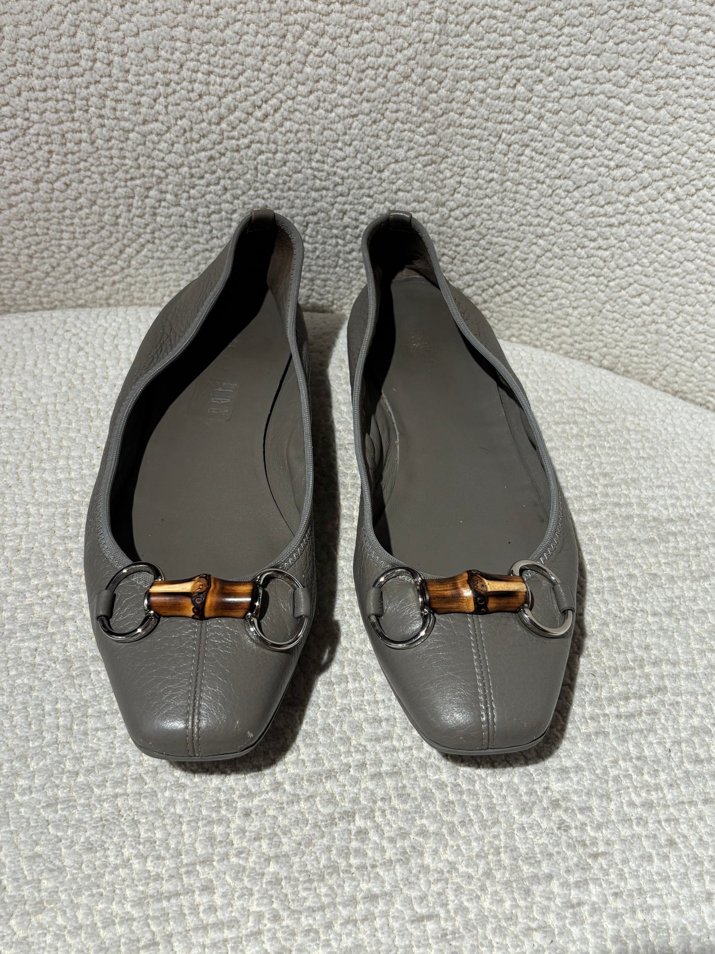 Gucci Ballerina - Grey Leather with Bamboo Bit - EU 38.5