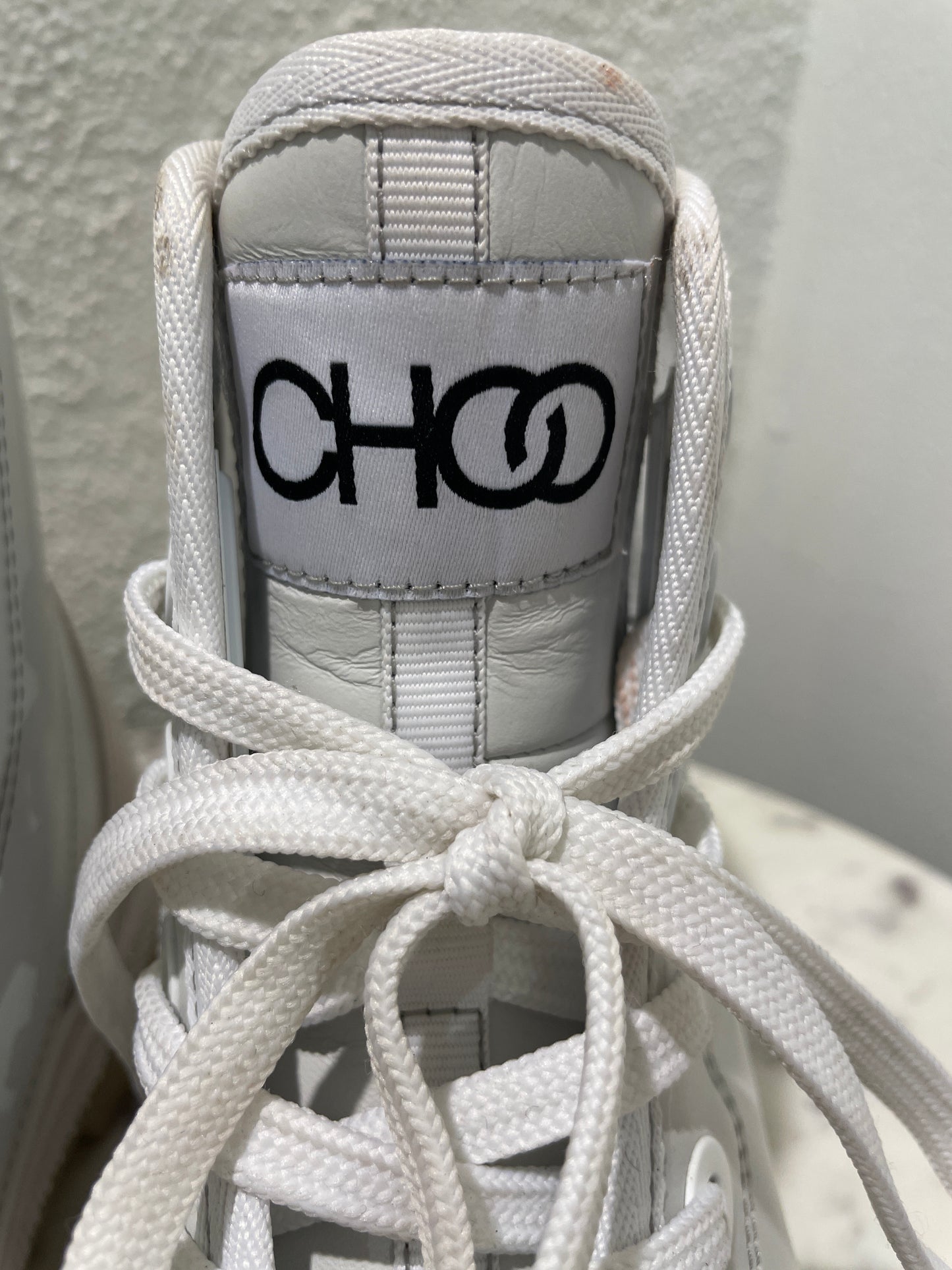 Jimmy Choo Nord White Nappa Leather & Suede Sneaker Boots - 37