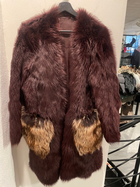 Malene Birger - Reversible Fur Coat - Burgundy - Lambskin and fox - Medinas Wardrobe