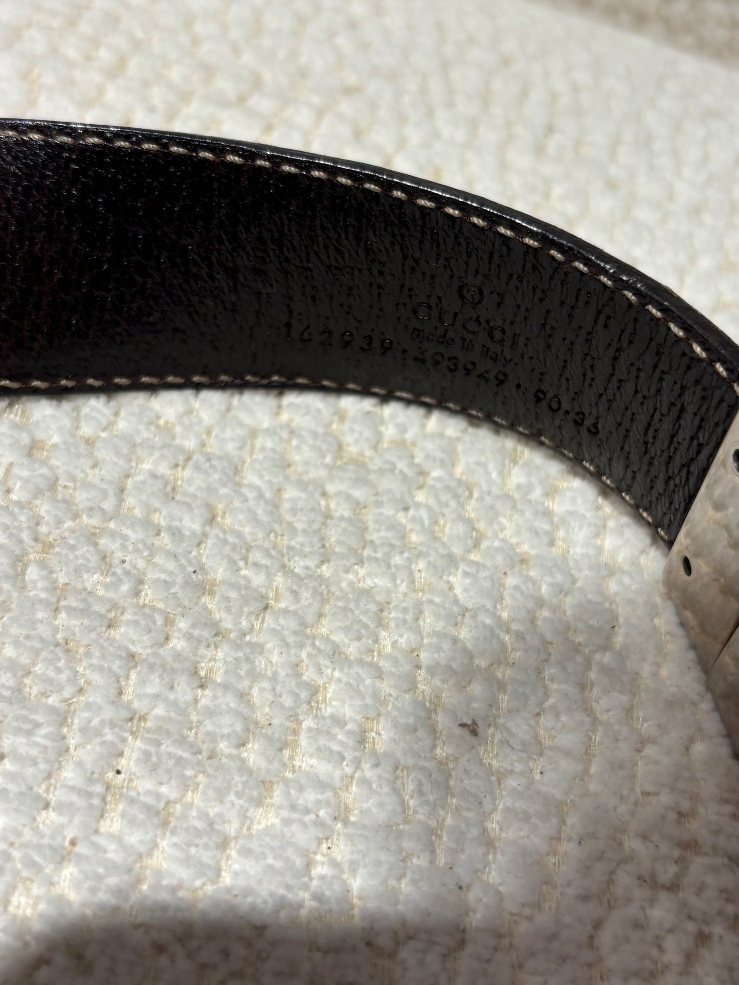 Gucci Belt - Twist Reversible Beige Monogram & Brown Leather