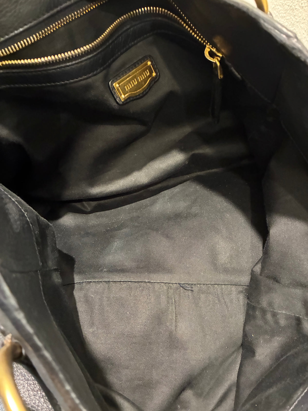 Miu Miu Tote - Black Leather & Gold Hardware