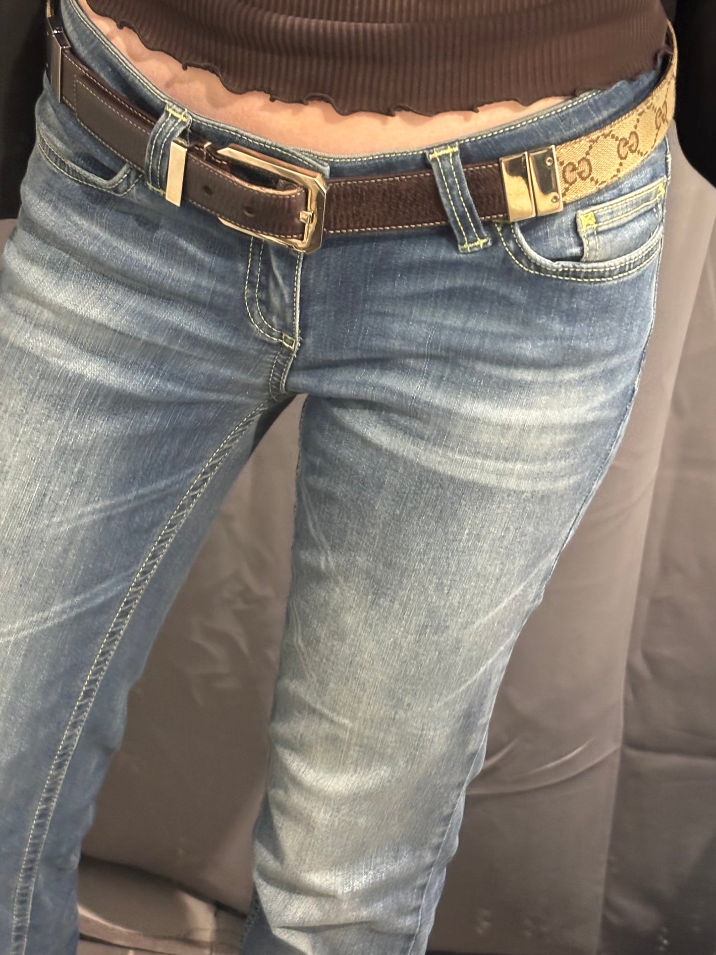 Gucci Belt - Twist Reversible Beige Monogram & Brown Leather