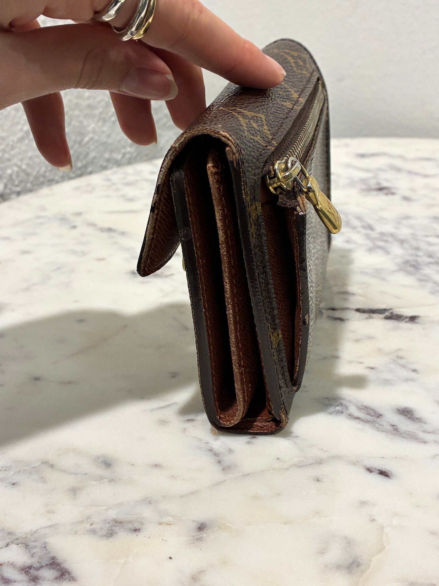 Louis Vuitton Wallet – Brown Leather with Gold Clasp