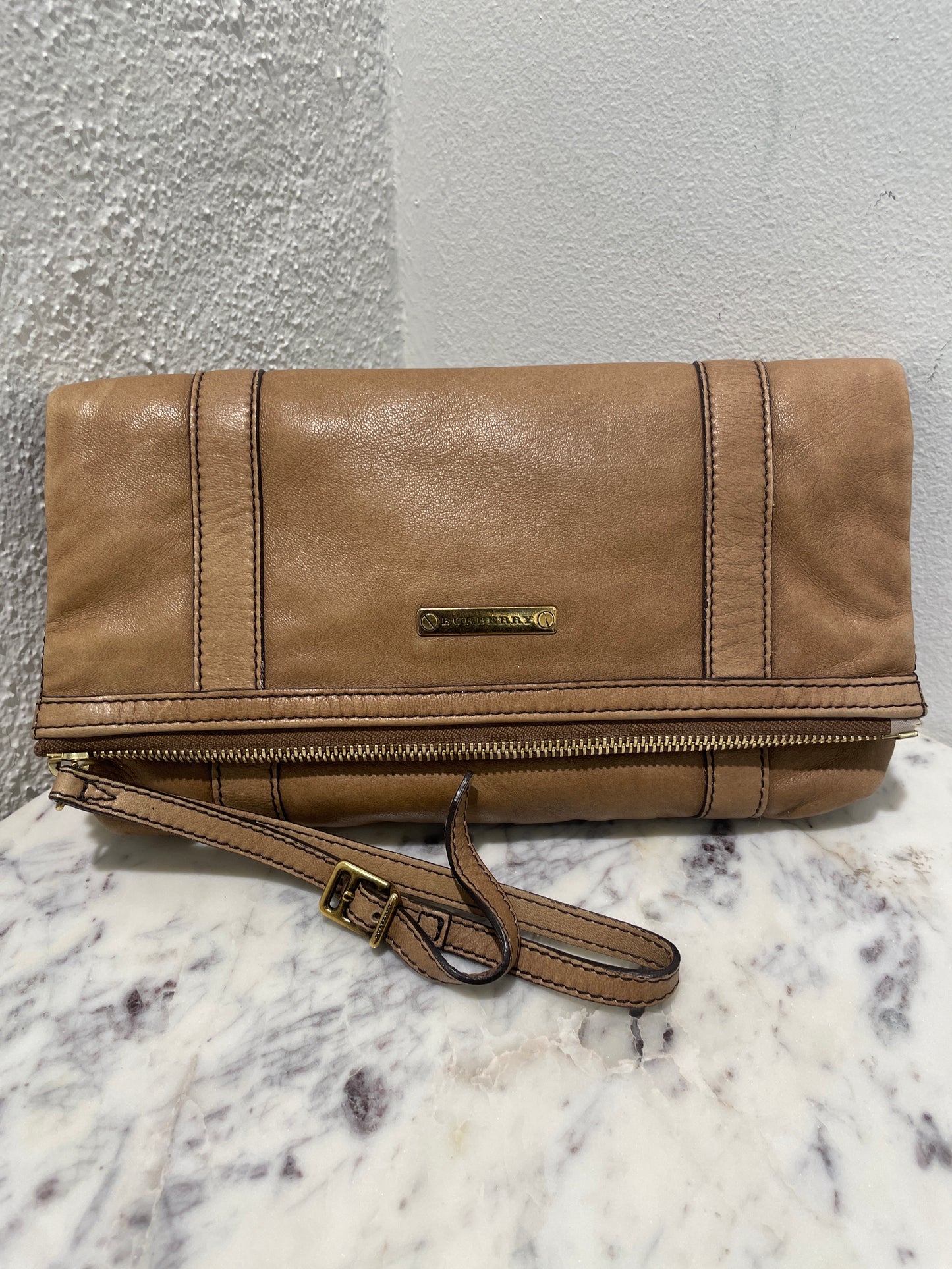 Burberry Leather Foldover Wristlet Pouch
