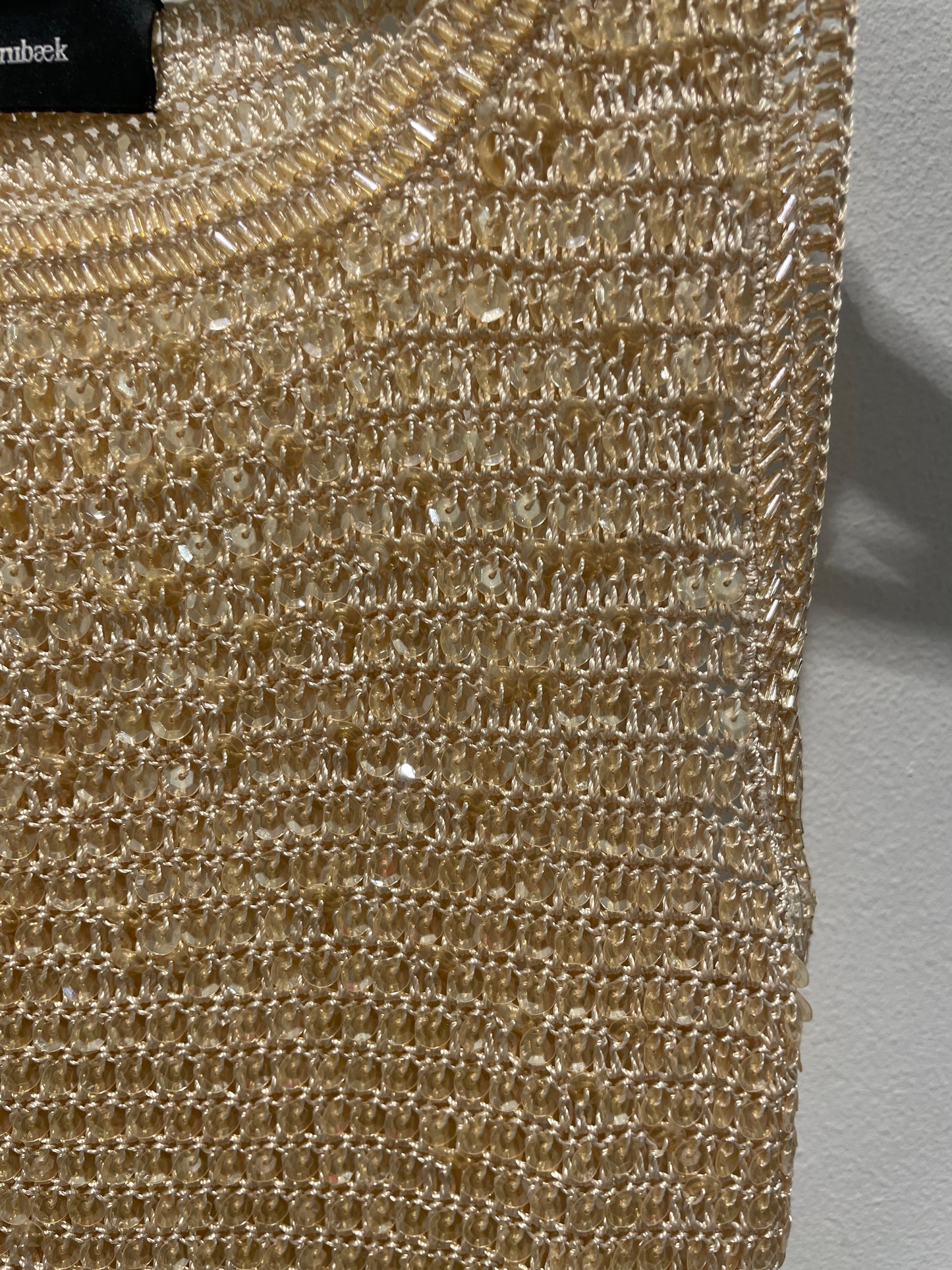 Ilse Jacobsen  - top - crocheted ecru with neutral gold sequin - S/M