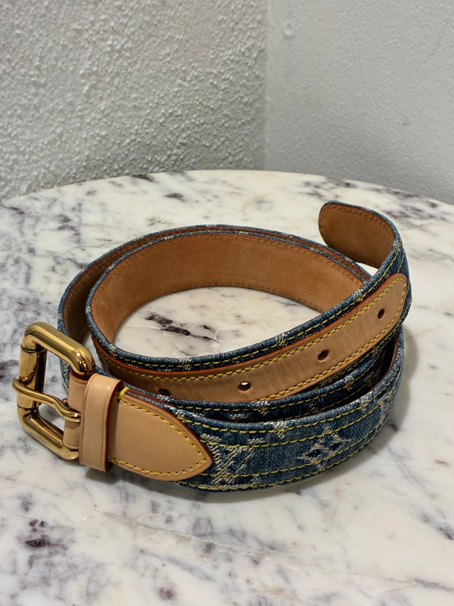 Louis Vuitton Belt - Monogram Denim & Vanchetta Leather - Size 90